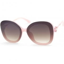 Butterfly Womens Pearl Brooch Jewel Exposed Lens Fashion Sunglasses - Pink Brown - CC18U0IZSN2 $14.50