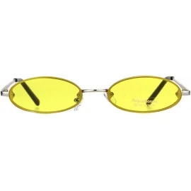 Oval Mens Retro Oval Pimp Color Lens Narrow Exposed Edge Sunglasses - Silver Yellow - C418IR0RESR $9.10