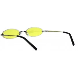 Oval Mens Retro Oval Pimp Color Lens Narrow Exposed Edge Sunglasses - Silver Yellow - C418IR0RESR $9.10