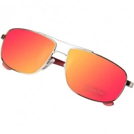 Aviator Polarized Aviator Sunglasses for Men for Women Classic Retro Sunglasses LSP805T - Rd-bu - C4124E6426Z $19.84