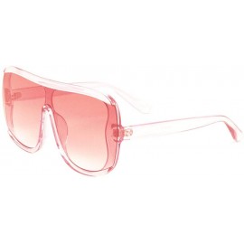 Butterfly Semi Rimless Round One Piece Butterfly Shield Crystal Color Sunglasses - Pink - C5197UQRG4D $29.22