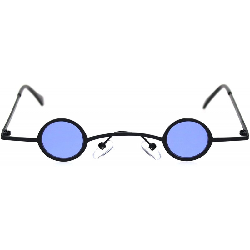 Round Super Ditsy Small Round Circle Lens Runway Hippie Sunglasses - Black Blue - C618QXZX8M0 $16.56