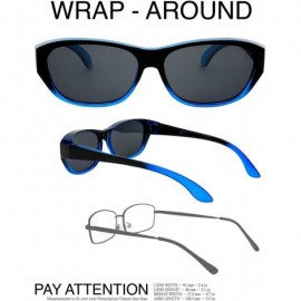 Oversized HD Polarized Wrap Around Sunglasses for Prescription Glasses 64mm Gift Box - 5-shiny Black/ Navy Blue - CS18DOHLHCK...