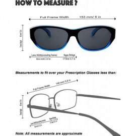 Oversized HD Polarized Wrap Around Sunglasses for Prescription Glasses 64mm Gift Box - 5-shiny Black/ Navy Blue - CS18DOHLHCK...