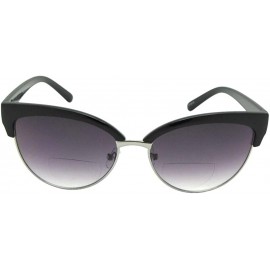 Butterfly Womens Fashion Bifocal Sunglasses B122 - Black/Silver Frame Gray Lens - CZ18UDQA57Z $33.80