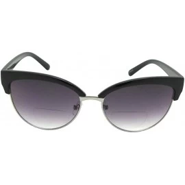 Butterfly Womens Fashion Bifocal Sunglasses B122 - Black/Silver Frame Gray Lens - CZ18UDQA57Z $15.11