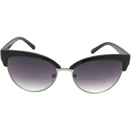 Butterfly Womens Fashion Bifocal Sunglasses B122 - Black/Silver Frame Gray Lens - CZ18UDQA57Z $29.03