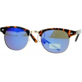 Wayfarer Mirrored Color Mirror Lens Tortoise Frame Half Rim Horned Sunglasses - Blue Revo - C711AL29VY9 $12.11