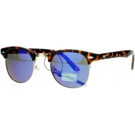 Wayfarer Mirrored Color Mirror Lens Tortoise Frame Half Rim Horned Sunglasses - Blue Revo - C711AL29VY9 $12.11