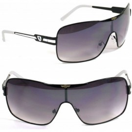 Shield Designer Celebrity Inspired Sunglasses 3728 - Black/White - CN11ETW4161 $22.64