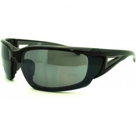 Sport Mens Biker Shatterproof Warp Around Plastic Sports Sunglasses - All Black - CN11LZBDVUV $8.88