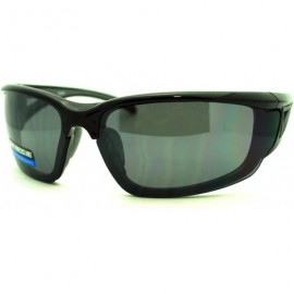 Sport Mens Biker Shatterproof Warp Around Plastic Sports Sunglasses - All Black - CN11LZBDVUV $8.88