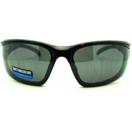 Sport Mens Biker Shatterproof Warp Around Plastic Sports Sunglasses - All Black - CN11LZBDVUV $8.88