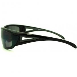 Sport Mens Biker Shatterproof Warp Around Plastic Sports Sunglasses - All Black - CN11LZBDVUV $8.88