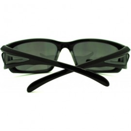 Sport Mens Biker Shatterproof Warp Around Plastic Sports Sunglasses - All Black - CN11LZBDVUV $8.88