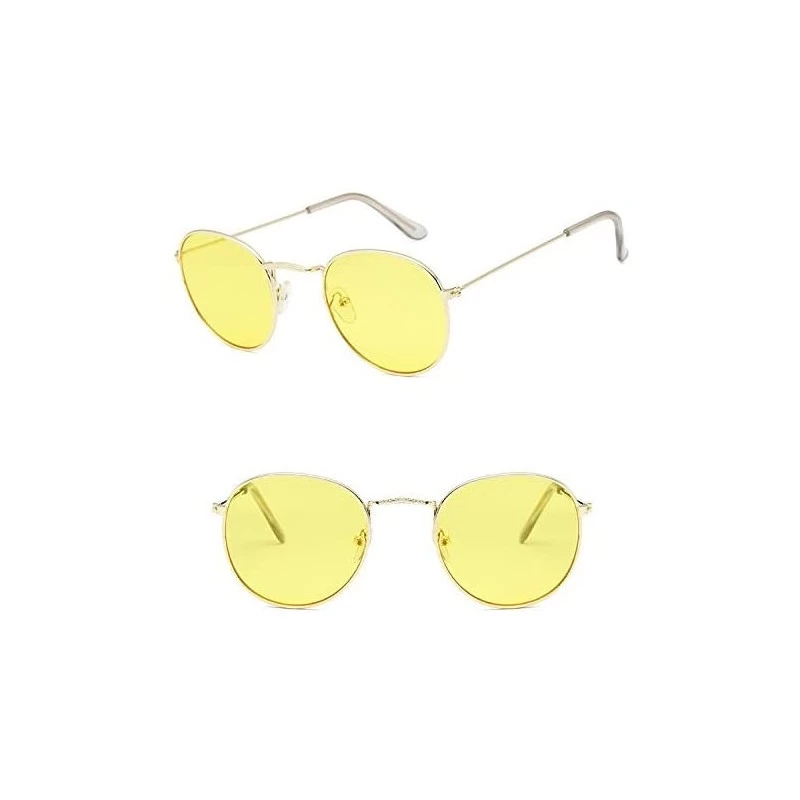 Round Sunglasses Mirror Classic Glasses Driving - Goldoceanyellow - C9198N86R2N $14.33
