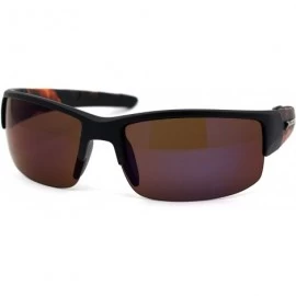 Rectangular Flaming Arm Rectangular Half Rim Matte Sport Sunglasses - Black Orange Blue Mirror - C0195A2ZCX5 $13.86