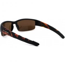Rectangular Flaming Arm Rectangular Half Rim Matte Sport Sunglasses - Black Orange Blue Mirror - C0195A2ZCX5 $13.86