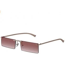 Rectangular Rectangle Rimless Metal Frame Retro Sunglasses Fashion Men Women Glasses - 2 Pack Pink and Brown - CK197EXSCON $1...