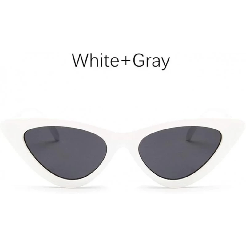 Cat Eye Fashion Sunglasses Vintage Triangular Glasses - White Gray - C3199D3DGI2 $20.88