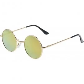 Oversized Retro Vintage Lennon Style Round Sunglasses Mirrored lenses Metal Frame 50mm - Gold/Pink - C012FPZNM5V $10.92