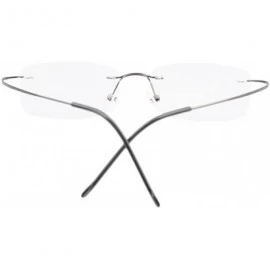 Rimless Titanium Rimless Eyeglasses Women Men Gunmetal - CF11UM01199 $34.41