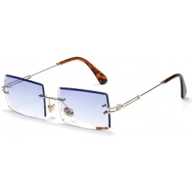 Rectangular Square Ultra-Small Frame sunglasses for Women Men Rectangle Retro see through lens rimless sunglasses - 12 - CV19...