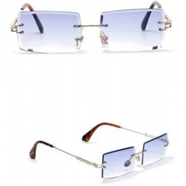 Rectangular Square Ultra-Small Frame sunglasses for Women Men Rectangle Retro see through lens rimless sunglasses - 12 - CV19...