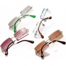 Rectangular Square Ultra-Small Frame sunglasses for Women Men Rectangle Retro see through lens rimless sunglasses - 12 - CV19...