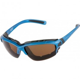 Sport Polarized Motorcycle Riding Sunglasses Sports Wrap Glasses - Blue - Polarized Amber - CW18DT0QHLD $50.17