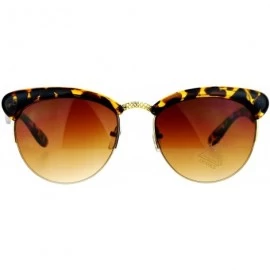 Round Womens Round Horn Cat Eye Half Rim Sunglasses - Tortoise Brown - CH129K8MGGZ $18.40
