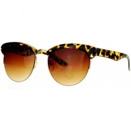 Round Womens Round Horn Cat Eye Half Rim Sunglasses - Tortoise Brown - CH129K8MGGZ $11.68