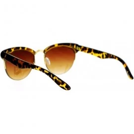 Round Womens Round Horn Cat Eye Half Rim Sunglasses - Tortoise Brown - CH129K8MGGZ $11.68