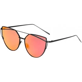 Cat Eye Cat Eye Mirrored Flat Lenses Street Fashion Metal Frame Women Sunglasses - C - CP190NCWL3E $9.21