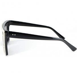 Oversized Oversized Square Sunglasses For Women Men Bling Rhinestone Flat Top Shades - CI18A9SO8AS $14.28