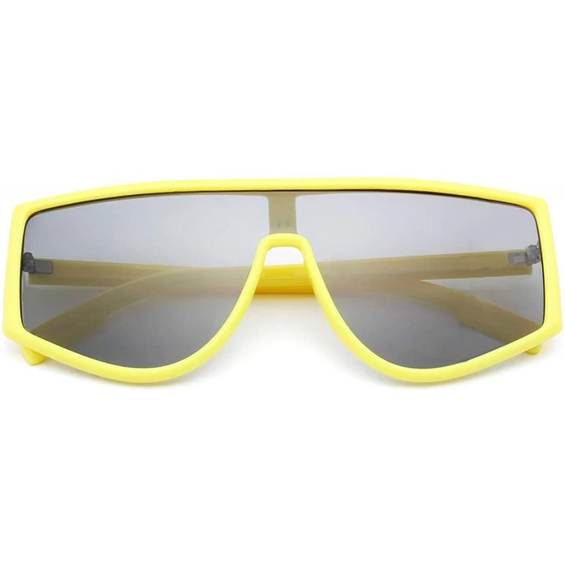 Oversized Flat Top Square Fashion Shield Sunglasses for Women Man Oversized One Piece Lens Sun Glasses - Yellow - C818WM948W3...