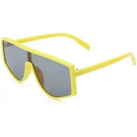 Oversized Flat Top Square Fashion Shield Sunglasses for Women Man Oversized One Piece Lens Sun Glasses - Yellow - C818WM948W3...