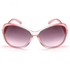 Oval Vintage Polarized Oval shape Sunglasses for Women Classic Designer Style UV400 Protection Frame - Pink Frame Grey - CS19...