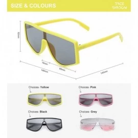 Oversized Flat Top Square Fashion Shield Sunglasses for Women Man Oversized One Piece Lens Sun Glasses - Yellow - C818WM948W3...