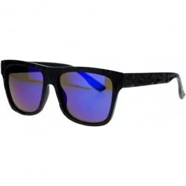 Oversized SA106¨ Unique Stone Slab Texture Mirrored Lens Oversize Horned Sunglasses - Blue Revo - C011ZFVM6W1 $9.71
