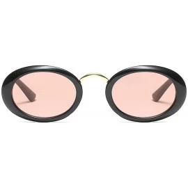 Oval Trendy Hip Hop Oval Sunglasses Men Women Small Frame Brand Glasses Designer Fashion Male Female Shades - CV192QW6KA3 $13.26