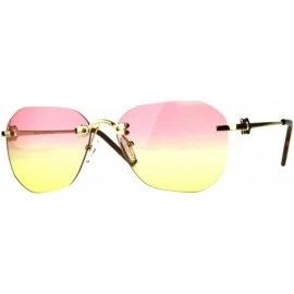Rectangular Womens Rimless Butterfly Designer Fashion Tie Dye Gradient Sunglasses - Pink Yellow - CA18CMM8INN $18.99