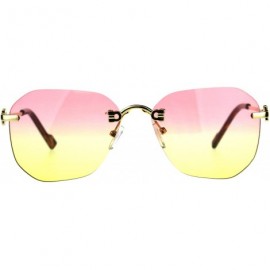 Rectangular Womens Rimless Butterfly Designer Fashion Tie Dye Gradient Sunglasses - Pink Yellow - CA18CMM8INN $8.33