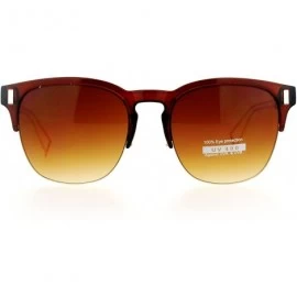 Square Fashion Womens Sunglasses Half Rim Square Designer Style Shades - Brown (Brown Gradient) - CJ188TRN7D3 $11.73