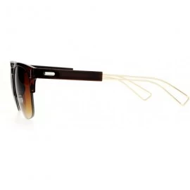 Square Fashion Womens Sunglasses Half Rim Square Designer Style Shades - Brown (Brown Gradient) - CJ188TRN7D3 $11.73