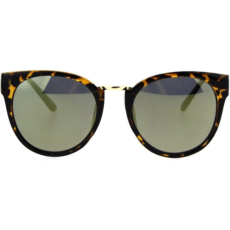 Cat Eye Womens Metal Bridge Plastic Horned Gothic Cat Eye Sunglasses - Tortoise Gold - CY185OUCE0C $13.42
