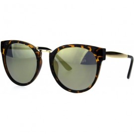 Cat Eye Womens Metal Bridge Plastic Horned Gothic Cat Eye Sunglasses - Tortoise Gold - CY185OUCE0C $13.42