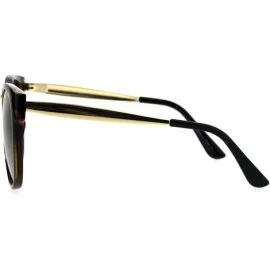 Cat Eye Womens Metal Bridge Plastic Horned Gothic Cat Eye Sunglasses - Tortoise Gold - CY185OUCE0C $13.42
