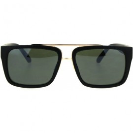 Rectangular Unisex Sunglasses Stylish Rectangular Designer Retro Fashion Shades UV 400 - Matte Black Gold - CO1880L4YCM $8.30