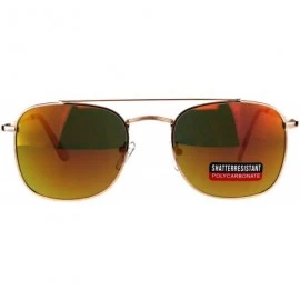 Aviator Unisex Designer Style Sunglasses Square Aviators Spring Hinge UV 400 - Gold (Orange Mirror) - CV18HKY8HC8 $12.55